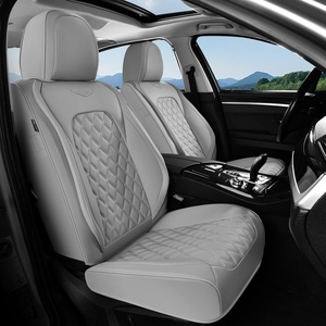 image:imageCoverado Full Set Car Seat Covers Luxury Faux Leather Waterproof Seat Covers Pink Car Seat Protectors Universal Fit for Most Cars Automotive Seat CoversPinkBGray