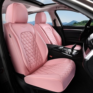 image:imageCoverado Full Set Car Seat Covers Luxury Faux Leather Waterproof Seat Covers Pink Car Seat Protectors Universal Fit for Most Cars Automotive Seat CoversPinkBPink