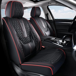 image:imageCoverado Full Set Car Seat Covers Luxury Faux Leather Waterproof Seat Covers Pink Car Seat Protectors Universal Fit for Most Cars Automotive Seat CoversPinkABlackRed line