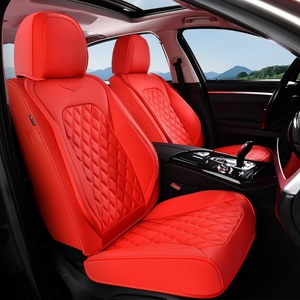 image:imageCoverado Full Set Car Seat Covers Luxury Faux Leather Waterproof Seat Covers Pink Car Seat Protectors Universal Fit for Most Cars Automotive Seat CoversPinkBRed