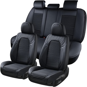 image:imageCoverado Full Set Car Seat Covers Luxury Faux Leather Waterproof Seat Covers Pink Car Seat Protectors Universal Fit for Most Cars Automotive Seat CoversPinkBlackFullSet