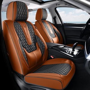 image:imageCoverado Full Set Car Seat Covers Luxury Faux Leather Waterproof Seat Covers Pink Car Seat Protectors Universal Fit for Most Cars Automotive Seat CoversPinkABrownBlack