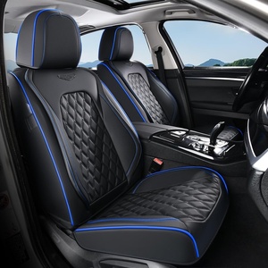image:imageCoverado Full Set Car Seat Covers Luxury Faux Leather Waterproof Seat Covers Pink Car Seat Protectors Universal Fit for Most Cars Automotive Seat CoversPinkBblueLine