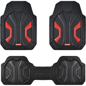 image:imageCoverado Car Floor Mats for Cars Deep Dish All Weather Floor Mats Car Floor Mats All Weather with AntiSlip Backing Car Mats Universal Trim to Fit Car Mat for Cars SUV Truck Vans 4 Pcs BlackampRedBlackRed