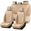 image:imageCoverado Front Seat Covers Car Seat Protector Waterproof Nappa Leather Cushion Fit for Most Sedans SUV Pickup TruckBlackampCoffeeBeigeD