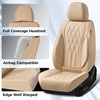 image:imageCoverado Front Seat Covers Car Seat Protector Waterproof Nappa Leather Cushion Fit for Most Sedans SUV Pickup TruckBlackampCoffeeBeigeD