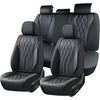 image:imageCoverado Front Seat Covers Car Seat Protector Waterproof Nappa Leather Cushion Fit for Most Sedans SUV Pickup TruckBlackampCoffeeBlackD