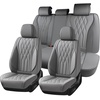 image:imageCoverado Front Seat Covers Car Seat Protector Waterproof Nappa Leather Cushion Fit for Most Sedans SUV Pickup TruckBlackampCoffeeGrayD