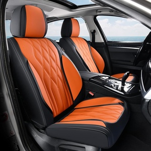 image:imageCoverado Front Seat Covers Car Seat Protector Waterproof Nappa Leather Cushion Fit for Most Sedans SUV Pickup TruckBlackampCoffeeBlackAmber