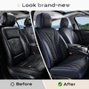 image:imageCoverado Car Seat Covers Full Set Automotive Front and Rear Seat Covers with Backrest Nappa Leather Car Seat Protectors Waterproof Universal for Most VehiclesBlackBlue