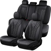 image:imageCoverado Car Seat Covers Full Set Automotive Front and Rear Seat Covers with Backrest Nappa Leather Car Seat Protectors Waterproof Universal for Most VehiclesBlack