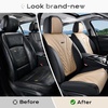 image:imageCoverado Car Seat Covers Full Set Automotive Front and Rear Seat Covers with Backrest Nappa Leather Car Seat Protectors Waterproof Universal for Most VehiclesBlackBeige