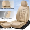 image:imageCoverado Car Seat Covers Full Set Automotive Front and Rear Seat Covers with Backrest Nappa Leather Car Seat Protectors Waterproof Universal for Most VehiclesBeige