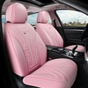 image:imageCoverado Car Seat Covers Full Set Automotive Front and Rear Seat Covers with Backrest Nappa Leather Car Seat Protectors Waterproof Universal for Most VehiclesPink
