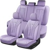 image:imageCoverado Car Seat Covers Full Set Automotive Front and Rear Seat Covers with Backrest Nappa Leather Car Seat Protectors Waterproof Universal for Most VehiclesPurple