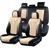 image:imageCoverado Car Seat Covers Full Set Automotive Front and Rear Seat Covers with Backrest Nappa Leather Car Seat Protectors Waterproof Universal for Most VehiclesBlackBeige