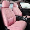 image:imageCoverado Car Seat Covers Full Set Automotive Front and Rear Seat Covers with Backrest Nappa Leather Car Seat Protectors Waterproof Universal for Most VehiclesPink1
