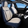 image:imageCoverado Car Seat Covers Full Set Luxury Leather Seat Covers for Cars Front and Back Seat Covers Waterproof Car Seat Protector Car Seat Cushion Universal Fit Most CarsBlueampWhiteBlueWhite
