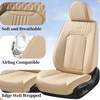 image:imageCoverado Car Seat Covers Full Set Luxury Leather Seat Covers for Cars Front and Back Seat Covers Waterproof Car Seat Protector Car Seat Cushion Universal Fit Most CarsBlueampWhiteAir BackrestBeige