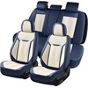 image:imageCoverado Car Seat Covers Full Set Luxury Leather Seat Covers for Cars Front and Back Seat Covers Waterproof Car Seat Protector Car Seat Cushion Universal Fit Most CarsBlueampWhiteAir BackrestBlueWhite