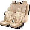 image:imageCoverado Car Seat Covers Full Set Luxury Leather Seat Covers for Cars Front and Back Seat Covers Waterproof Car Seat Protector Car Seat Cushion Universal Fit Most CarsBlueampWhiteBeige