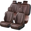 image:imageCoverado Car Seat Covers Full Set Luxury Leather Seat Covers for Cars Front and Back Seat Covers Waterproof Car Seat Protector Car Seat Cushion Universal Fit Most CarsBlueampWhiteCoffee