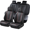image:imageCoverado Car Seat Covers Full Set Luxury Leather Seat Covers for Cars Front and Back Seat Covers Waterproof Car Seat Protector Car Seat Cushion Universal Fit Most CarsBlueampWhiteBlack  RedLine