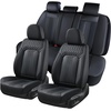 image:imageCoverado Car Seat Covers Full Set Luxury Leather Seat Covers for Cars Front and Back Seat Covers Waterproof Car Seat Protector Car Seat Cushion Universal Fit Most CarsBlueampWhiteAir BackrestBlack