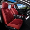 image:imageCoverado Car Seat Covers Full Set Luxury Leather Seat Covers for Cars Front and Back Seat Covers Waterproof Car Seat Protector Car Seat Cushion Universal Fit Most CarsBlueampWhiteSoftRed
