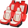 image:imageCoverado Car Seat Covers Full Set Luxury Leather Seat Covers for Cars Front and Back Seat Covers Waterproof Car Seat Protector Car Seat Cushion Universal Fit Most CarsBlueampWhiteAir BackrestRedWhite