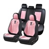 image:imageCoverado Car Seat Covers Full Set Luxury Leather Seat Covers for Cars Front and Back Seat Covers Waterproof Car Seat Protector Car Seat Cushion Universal Fit Most CarsBlueampWhiteSoftPink