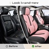 image:imageCoverado Front Seat Covers 2 Pack Leather Seat Cover for Cars Waterproof Seat Covers Front Seat Car Seat Protectors Driver Car Seat Cushions Universal Fit for Most Vehicles BlackampRedBlackPink
