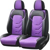 image:imageCoverado Front Seat Covers 2 Pack Leather Seat Cover for Cars Waterproof Seat Covers Front Seat Car Seat Protectors Driver Car Seat Cushions Universal Fit for Most Vehicles BlackampRedABlackPurple