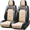image:imageCoverado Front Seat Covers 2 Pack Leather Seat Cover for Cars Waterproof Seat Covers Front Seat Car Seat Protectors Driver Car Seat Cushions Universal Fit for Most Vehicles BlackampRedBlackBeige
