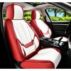 image:imageCoverado Nappa Leather Front Car Seat CoversUniversal Waterproof AntiSlip Seat Protector Red amp White