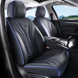 image:imageCoverado Car Seat Covers Full Set Automotive Front and Rear Seat Covers with Backrest Nappa Leather Car Seat Protectors Waterproof Universal for Most VehiclesBlackBlue
