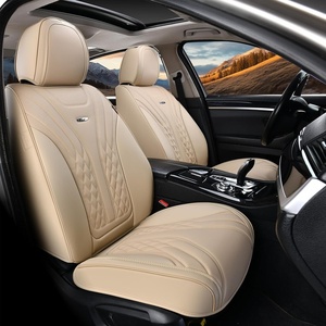 image:imageCoverado Car Seat Covers Full Set Automotive Front and Rear Seat Covers with Backrest Nappa Leather Car Seat Protectors Waterproof Universal for Most VehiclesBeige