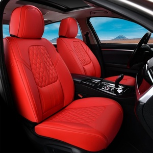 image:imageCoverado Car Seat Covers Full Set Automotive Front and Rear Seat Covers with Backrest Nappa Leather Car Seat Protectors Waterproof Universal for Most VehiclesRed1