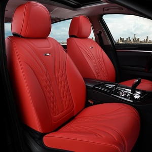 image:imageCoverado Car Seat Covers Full Set Automotive Front and Rear Seat Covers with Backrest Nappa Leather Car Seat Protectors Waterproof Universal for Most VehiclesRed