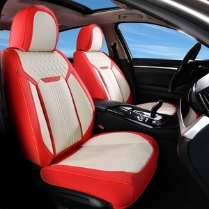 image:imageCoverado Car Seat Covers Full Set Luxury Leather Seat Covers for Cars Front and Back Seat Covers Waterproof Car Seat Protector Car Seat Cushion Universal Fit Most CarsBlueampWhiteAir BackrestRedWhite