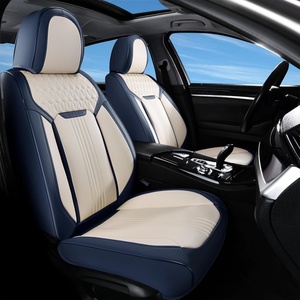 image:imageCoverado Car Seat Covers Full Set Luxury Leather Seat Covers for Cars Front and Back Seat Covers Waterproof Car Seat Protector Car Seat Cushion Universal Fit Most CarsBlueampWhiteAir BackrestBlueWhite