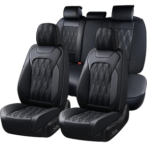 image:imageCoverado Car Seat Covers Full Set Luxury Leather Seat Covers for Cars Front and Back Seat Covers Waterproof Car Seat Protector Car Seat Cushion Universal Fit Most CarsBlueampWhiteEmbossedBlack01