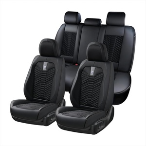 image:imageCoverado Car Seat Covers Full Set Luxury Leather Seat Covers for Cars Front and Back Seat Covers Waterproof Car Seat Protector Car Seat Cushion Universal Fit Most CarsBlueampWhiteSoftBlack