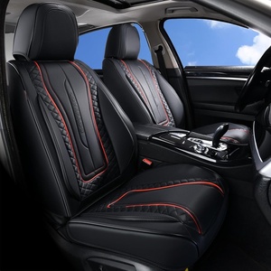image:imageCoverado Car Seat Covers Full Set Luxury Leather Seat Covers for Cars Front and Back Seat Covers Waterproof Car Seat Protector Car Seat Cushion Universal Fit Most CarsBlueampWhiteBlack  RedLine