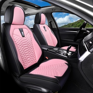 image:imageCoverado Car Seat Covers Full Set Luxury Leather Seat Covers for Cars Front and Back Seat Covers Waterproof Car Seat Protector Car Seat Cushion Universal Fit Most CarsBlueampWhiteSoftPink