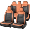 image:imageCoverado Car Seat Covers Full Set Luxury Leather Car Seat Covers Automotive Front and Rear Mesh Seat Covers Full Set 5 Seats PurpleampBlack Seat Covers for SUV Sedan Truckorangeblack