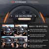 image:imageCoverado Car Steering Wheel Cover Nappa Leather Black Steering Wheel Covers for Women Universal 1415 inch AntiSlip Breathable Steering Wheel ProtectorBBlackOrange