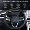 image:imageCoverado Car Steering Wheel Cover Nappa Leather Black Steering Wheel Covers for Women Universal 1415 inch AntiSlip Breathable Steering Wheel ProtectorBBlackBlack