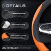 image:imageCoverado Car Steering Wheel Cover Nappa Leather Black Steering Wheel Covers for Women Universal 1415 inch AntiSlip Breathable Steering Wheel ProtectorBBlackOrange