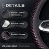 image:imageCoverado Car Steering Wheel Cover Nappa Leather Black Steering Wheel Covers for Women Universal 1415 inch AntiSlip Breathable Steering Wheel ProtectorCRed